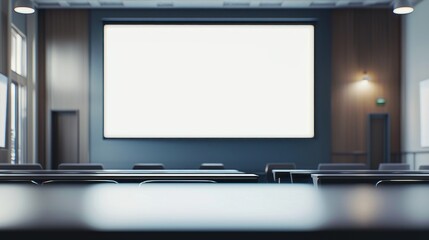 Fototapeta premium Empty Modern Conference Room with Blank Screen for Presentation
