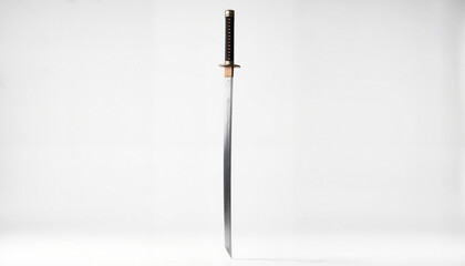 Fototapeta premium Vertical samurai sword in minimalist setting, symbolism of honor