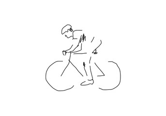 minimalistic line art illustration of a racing cyclist in an abstract style.