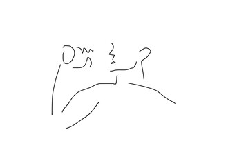 simple line art illustration of a person drinking water. 