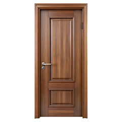 Obraz premium Brown wooden door isolated on transparent background 