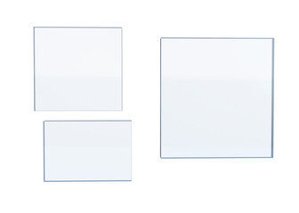 Set of transparent plates with place for text on transparent background. Style glassmorphism. For sites, applications, wallpapers