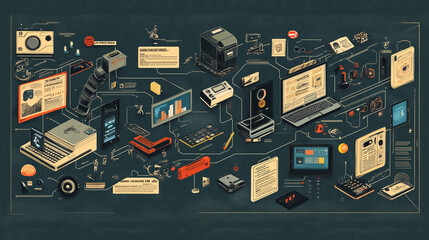 electronic components mounted on the board