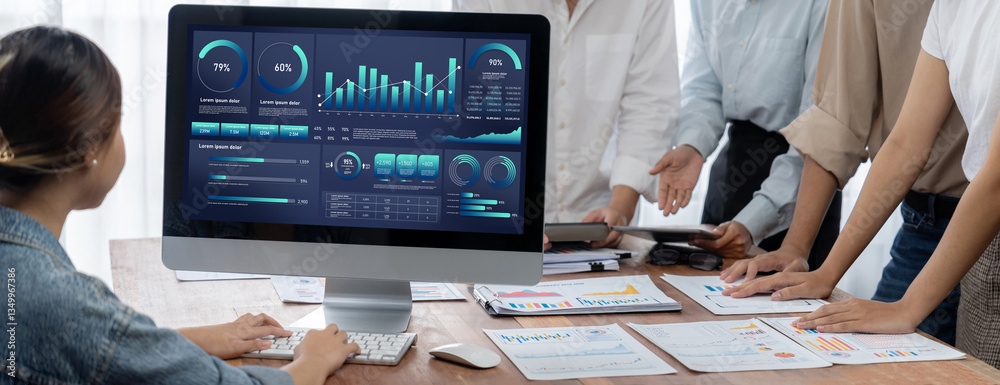 Leinwandbilder business data dashboard provide business intelligence analytic for marketing strategy planning brisk