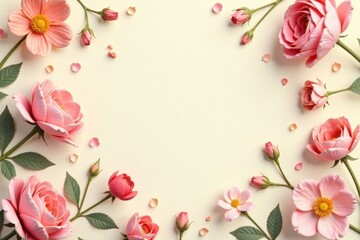 Soft focus floral patterns on cream background , flowers, soft