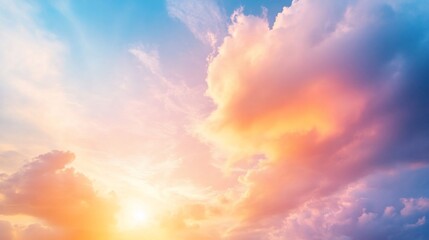 Vivid sunset with dramatic cloud formations and warm, golden light