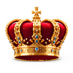 8-bit Pixel Crown with Red Velvet Lining on White Background