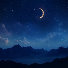 Obraz premium Enchanting Crescent Moon Night Sky Image