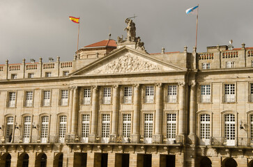 Naklejka premium Facade of the Palace of Raxoi. Obradoiro square. Santiago de Compostela. Galicia. Spain.