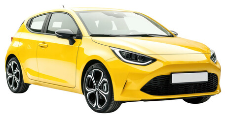 PNG Real hatchback eco car automobile vehicle yellow.