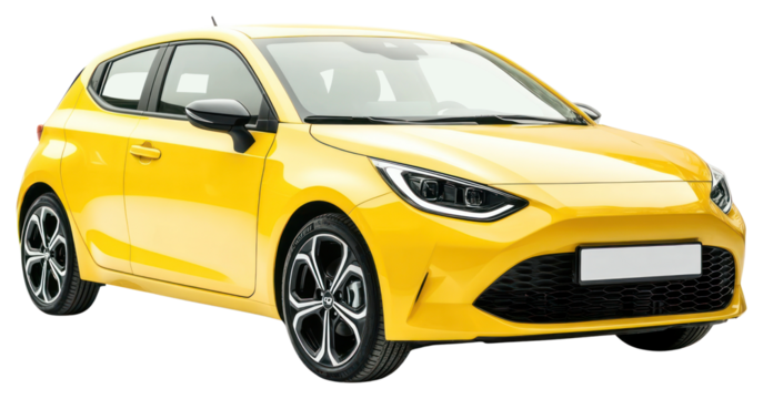 PNG Real hatchback eco car automobile vehicle yellow.