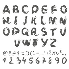 Alphabet Textured Vector Isolated Set Grey