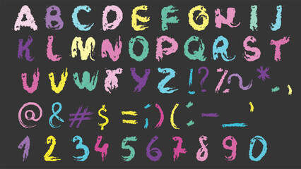 Alphabet Textured  Vector Isolated Set Funky