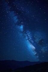 Fototapeta premium Sparkling starry night with dark blue sky and twinkling stars, cosmos, stars