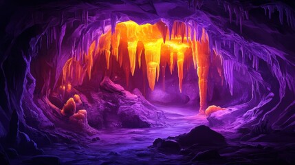 Fototapeta premium Enchanting Cave: Step into a mesmerizing subterranean realm, a cave adorned with the captivating beauty of stalactites and stalagmites.