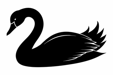 trumpeter swan silhouette black vector