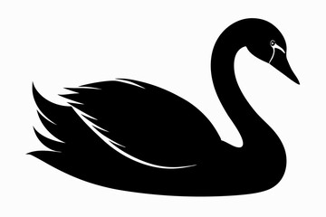 trumpeter swan silhouette black vector