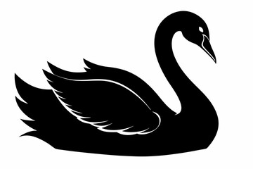 trumpeter swan silhouette black vector