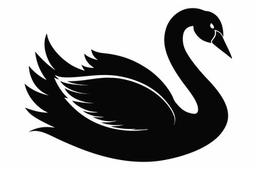 trumpeter swan silhouette black vector