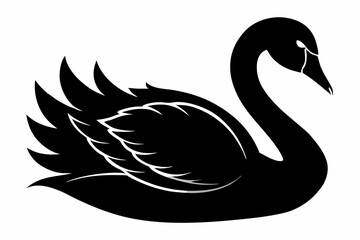 trumpeter swan silhouette black vector