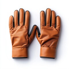 Stylish Brown Leather Gloves on a White Background for Fashion and Accessories Photography