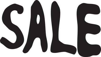 sale word written in black letters on white background