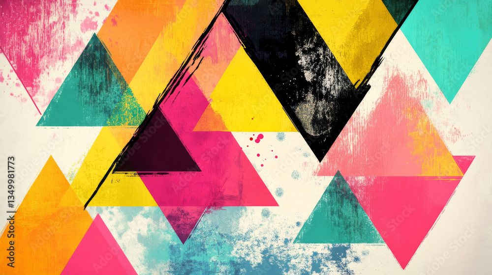 Poster abstract geometric background with color triangles. design element