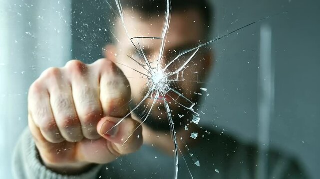 Man gazing at a cracked mirror reflecting toxic masculinity