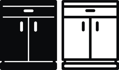 Wardrobe Cabinet Icon in flat, line set. isolated on transparent background