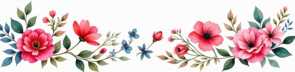 Watercolor floral bundle with geometric shapes,  colorful illustrations,  watercolor art