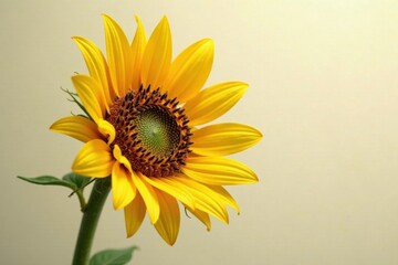 Obraz premium Yellow leaf gold foil texture on sunflower stem, foliage, sunflower