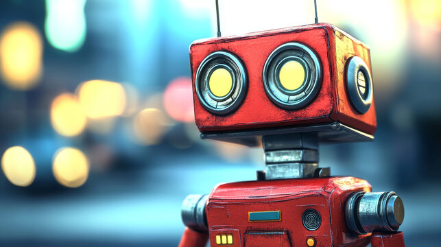 Artificial intelligence robot, cartoon vector illustration isolated on background. Development of robots