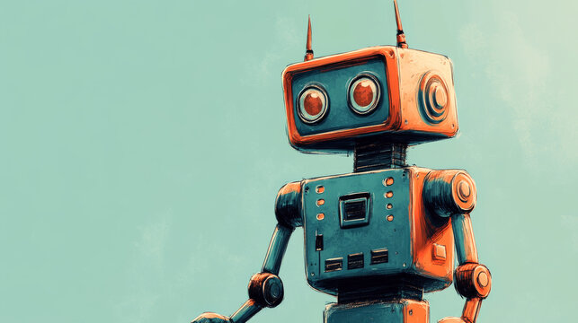 Artificial intelligence robot, cartoon vector illustration isolated on background. Development of robots
