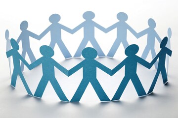 People Holding Hands Together in a Circle Made of Paper Generative AI