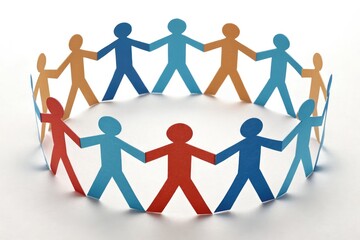 Colorful Paper Cutouts of People Holding Hands in Unity Generative AI