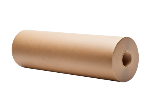 brown paper roll isolated on white or transparent png