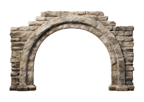 ancient roman stone arch gate isolated on white or transparent png