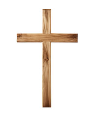 wooden christian cross isolated on white or transparent png