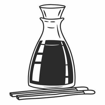 soy sauce bottle with chopsticks clip art preview
