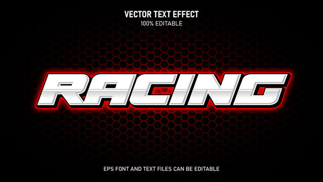Racing 3d text editable text effect