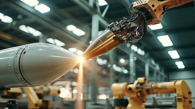 Robotic Arm Assembling Missile in Factory Setting