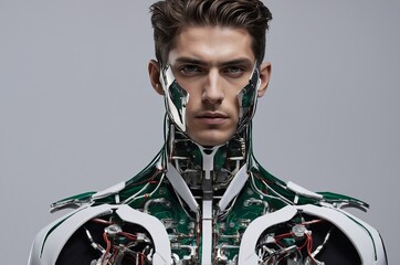 portrait of a man cyborg