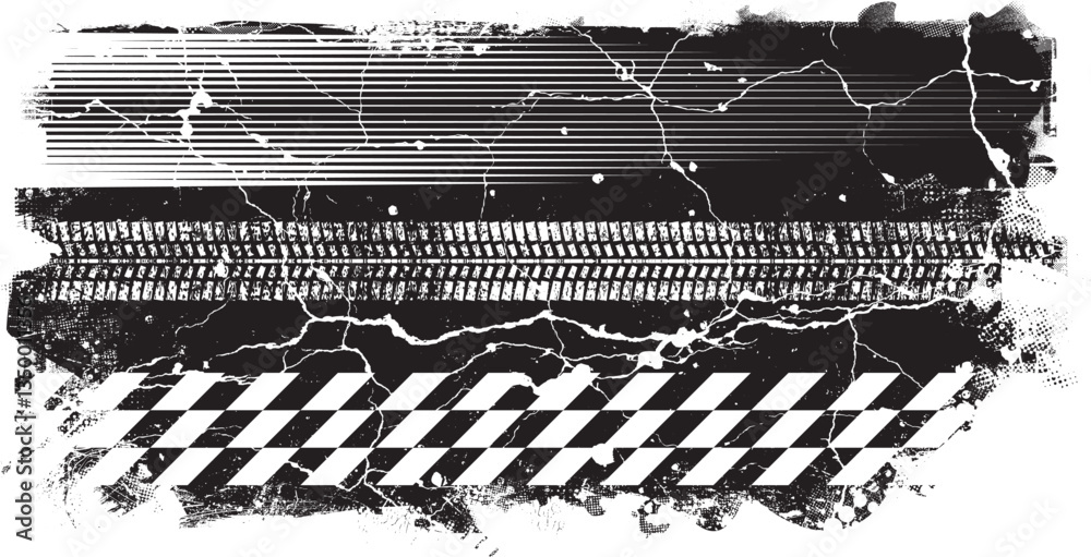 Fototapete grunge textured banner with rough edges. halftone dots texture. overlay grunge texture . simply plac