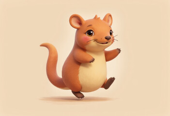 Cute cartoon character of a cheerful brown rodent with a big smile