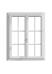 Obraz premium White double-paned window frames with two glass panes, on Png Format and Transparent Background