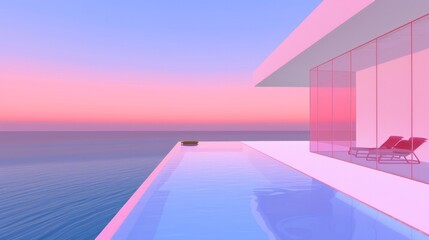 Serene oceanfront modern architecture with an infinity edge pool