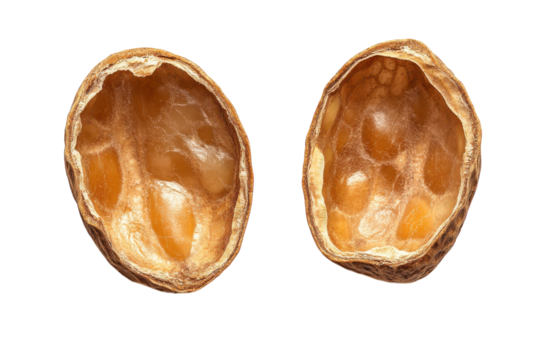 The fragile beauty of a split shell whispering tales of nature's resilience against a stark black background with intricate textures revealed