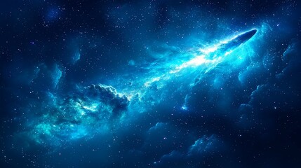 Fototapeta premium Glowing Blue Nebula Cosmic Background