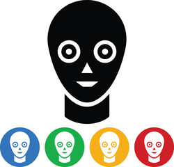 Intelligent tactical robot face icon in flat set. chatbot technology customer service isolated on transparent background