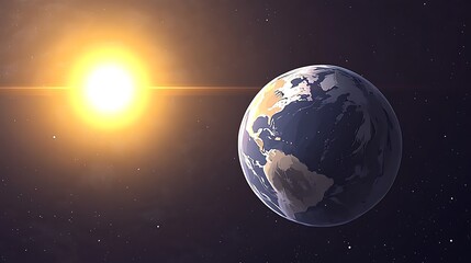Obraz premium Earth and sun in space.